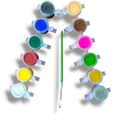 Picture of 12 color Students Painting kit Drawing Tempra Colors/Paints/Water Colours for Painting/Kids/Colour Paints for Drawing, All Mix with brushess Multicolor 
