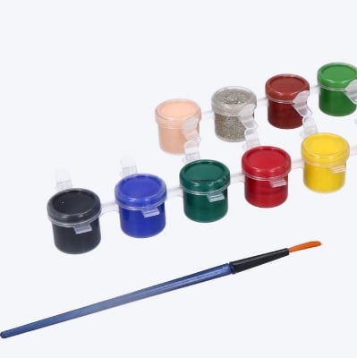 Picture of 12 color Students Painting kit Drawing Tempra Colors/Paints/Water Colours for Painting/Kids/Colour Paints for Drawing, All Mix with brushess Multicolor 