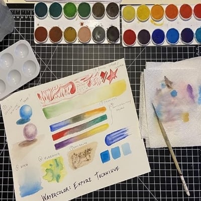 Picture of 12 color Students Painting kit Drawing Tempra Colors/Paints/Water Colours for Painting/Kids/Colour Paints for Drawing, All Mix with brushess Multicolor 
