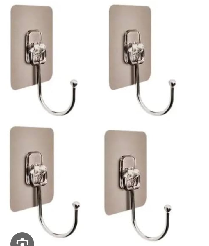 Picture of 4 Pack Adhesive Hooks Heavy Duty - Strong Wall Hooks 44 lb/ 20 kg(Max) for Bathroom - Self Adhesive Hook Clear for Kitchen Home and Office Multicolor 