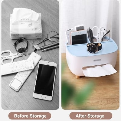 Picture of Desktop Tissue Box Paper Organizer Multifunctional Storage Case Multicolor 