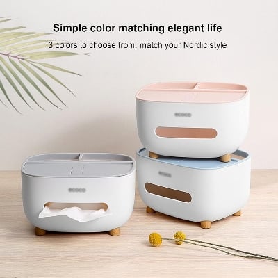 Picture of Desktop Tissue Box Paper Organizer Multifunctional Storage Case Multicolor 