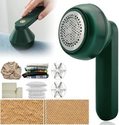 Picture of Fabric Shaver,Sweater Shavers to Remove Pilling | Rechargeable Lint Remover Sweater Defuzzer for Clothes, Furniture Green 