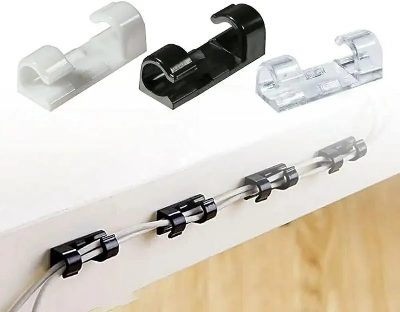 Picture of 10 Pcs Cable Clips Organizer Drop Wire Holder Cord Management Self-Adhesive Cable Manager Fixed Clamp Wire Winder  