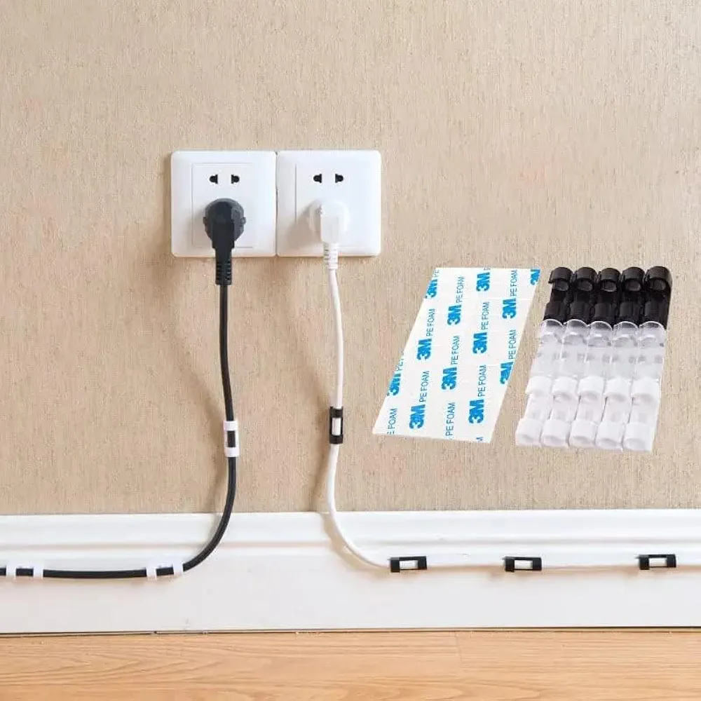 Picture of 10 Pcs Cable Clips Organizer Drop Wire Holder Cord Management Self-Adhesive Cable Manager Fixed Clamp Wire Winder  