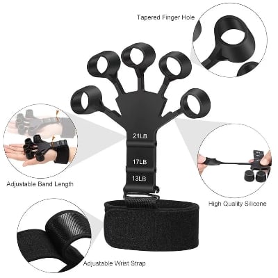 Picture of Exerciser Therapy Hand Grip Strengthener Finger Strength Trainer Black 