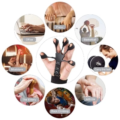 Picture of Exerciser Therapy Hand Grip Strengthener Finger Strength Trainer Black 