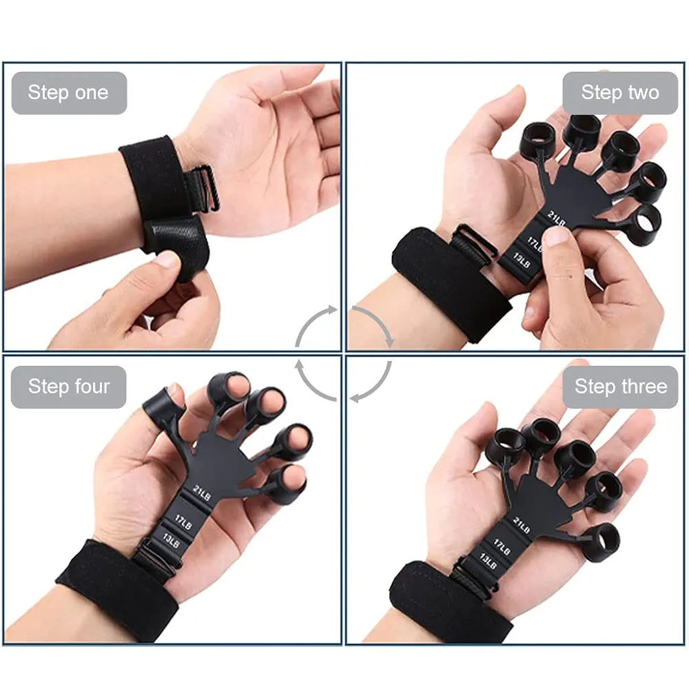 Picture of Exerciser Therapy Hand Grip Strengthener Finger Strength Trainer Black 