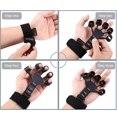 Picture of Exerciser Therapy Hand Grip Strengthener Finger Strength Trainer Black 