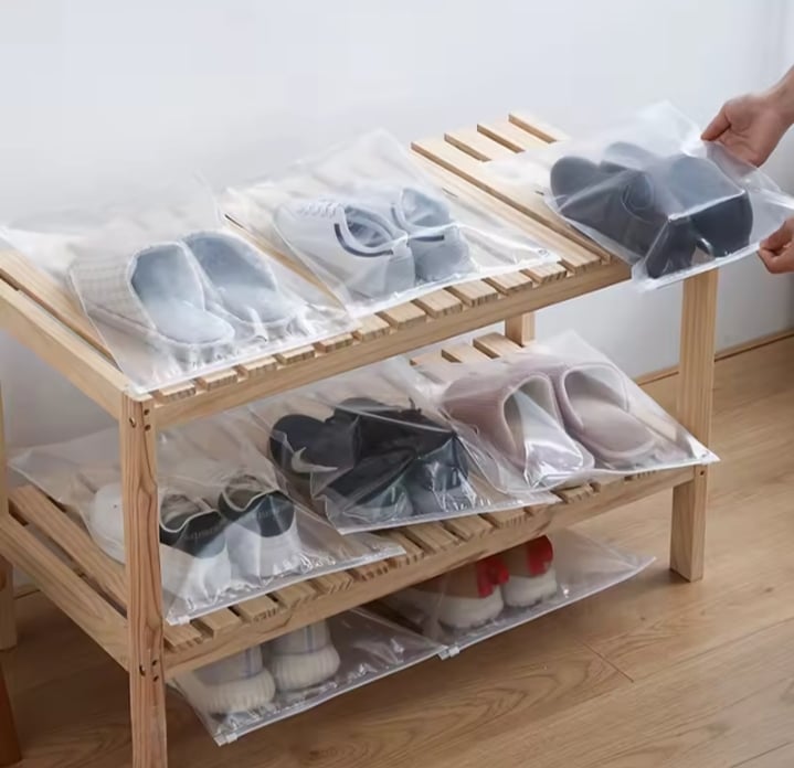 Picture of 10 Pcs Transparent Shoe Storage Bag Dust Proof Moisture-Proof Sealed Bag Travel Zipper Bag Portable Waterproof Shoe Cover Shoe Bag  