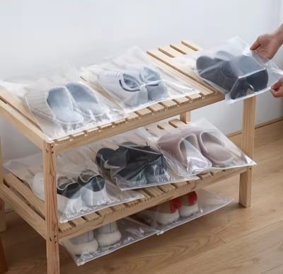 Picture of 10 Pcs Transparent Shoe Storage Bag Dust Proof Moisture-Proof Sealed Bag Travel Zipper Bag Portable Waterproof Shoe Cover Shoe Bag  