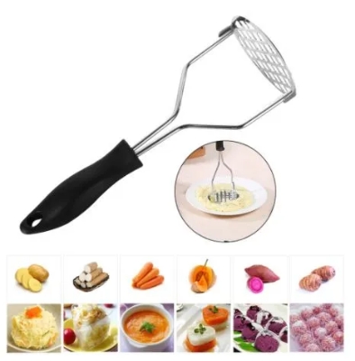 Picture of Stainless Steel Potato Ricer Masher | Kitchen Gadget with Non-Slip Handle, Masher Utensil for Mashed Potato, Vegetables, Fruits and Baby Food Silver 