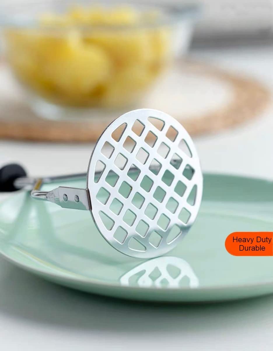 Picture of Stainless Steel Potato Ricer Masher | Kitchen Gadget with Non-Slip Handle, Masher Utensil for Mashed Potato, Vegetables, Fruits and Baby Food Silver 