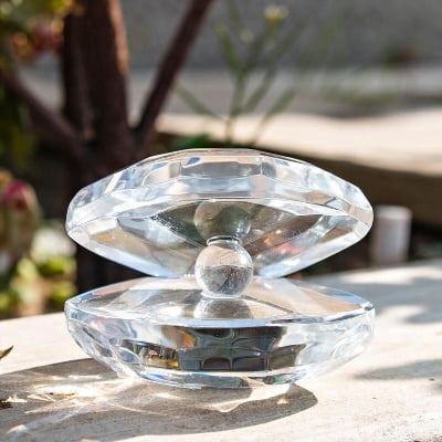Picture of Crystal Glass Figurines,Sea Shell for Home Decor Wedding Gift,Home Decor Crafts  Crystal Clam Oyster Shell Figure Figurine  