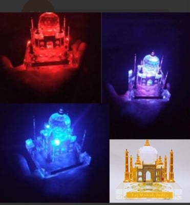Picture of Taj Mahal Light Showpiece color changing acrylic Taj mahal birthday Home Decor Gift Corporate Office Gift Car Dashboard Showpiece Collectable  
