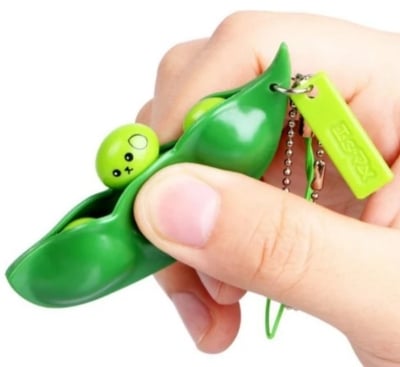 Picture of 1 Pcs Squeeze-a-Bean Keychain Pendants Green Squeeze Bean Fidget Toy with Reduce Anxiety and Stress for Children and Adult Keyring Cellphone Chain Bag pendant  