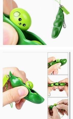 Picture of 1 Pcs Squeeze-a-Bean Keychain Pendants Green Squeeze Bean Fidget Toy with Reduce Anxiety and Stress for Children and Adult Keyring Cellphone Chain Bag pendant  