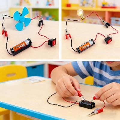 Picture of Electronic Science Project Kit for Kids Interesting Project for kids, dr Light Control Fan Circuit Science Diy Kit Educational Multicolor 