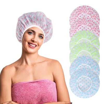 Picture of 1 pcs Shower Cap for Women, Reusable Waterproof Elastic Eva Free-Size Bathroom Shower Caps - For Homes, Spas, Salons, Hair Treatment, Beauty Parlors (multicolored and print) Multicolor 