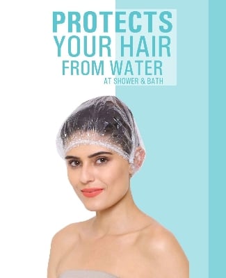 Picture of 25 Pcs Disposable Shower Caps, Plastic Clear Hair Cap Large Thick Waterproof Bath Caps for Women, Hotel Travel Essentials Accessories Deep Conditioning Hair Care Cleaning Supplies(20.5")  