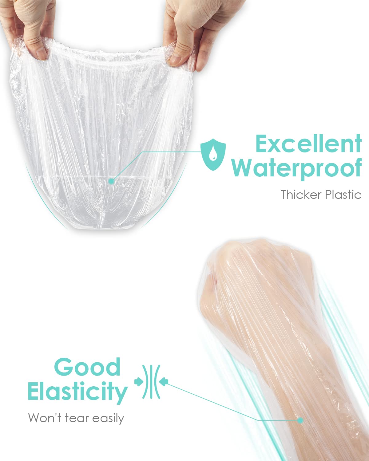 Picture of 25 Pcs Disposable Shower Caps, Plastic Clear Hair Cap Large Thick Waterproof Bath Caps for Women, Hotel Travel Essentials Accessories Deep Conditioning Hair Care Cleaning Supplies(20.5")  