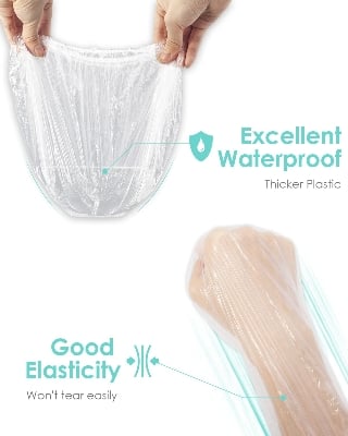 Picture of 25 Pcs Disposable Shower Caps, Plastic Clear Hair Cap Large Thick Waterproof Bath Caps for Women, Hotel Travel Essentials Accessories Deep Conditioning Hair Care Cleaning Supplies(20.5")  