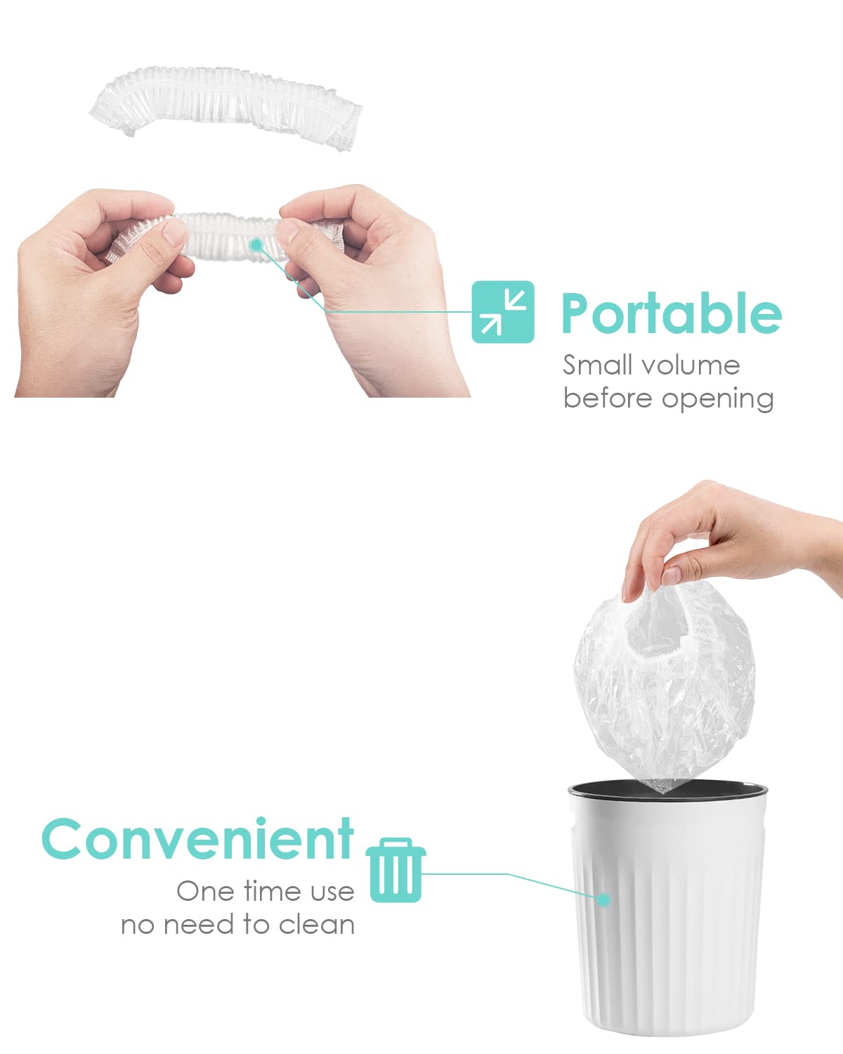 Picture of 25 Pcs Disposable Shower Caps, Plastic Clear Hair Cap Large Thick Waterproof Bath Caps for Women, Hotel Travel Essentials Accessories Deep Conditioning Hair Care Cleaning Supplies(20.5")  