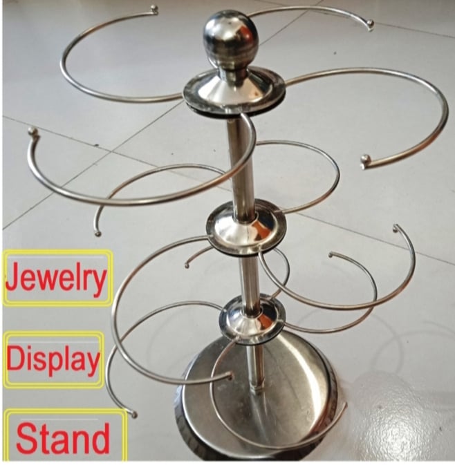 Picture of Bangles stand | Bangle holder stand | Bangles stand for women | Chudi stand | Bangle organizer for women | Bangle display stand |3 Step Rotaing Bangle Stand শখের চুড়ি রাখার আলনা Silver 