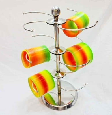 Picture of Bangles stand | Bangle holder stand | Bangles stand for women | Chudi stand | Bangle organizer for women | Bangle display stand |3 Step Rotaing Bangle Stand শখের চুড়ি রাখার আলনা Silver 