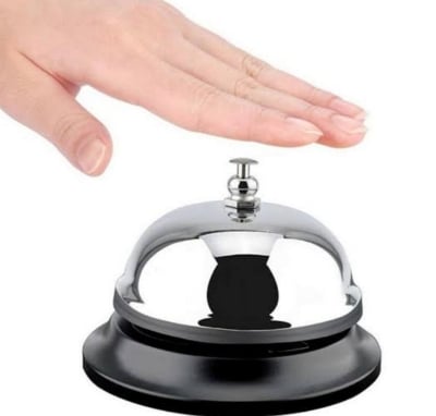 Picture of Dinner bell Desk Bell, Restaurant Call Bell hotel bell with Anti Slip Base Manual Meeting Bar Service Bell,1 pcs Premium bell calling bell Silver 