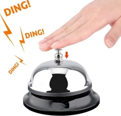 Picture of Dinner bell Desk Bell, Restaurant Call Bell hotel bell with Anti Slip Base Manual Meeting Bar Service Bell,1 pcs Premium bell calling bell Silver 