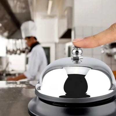 Picture of Dinner bell Desk Bell, Restaurant Call Bell hotel bell with Anti Slip Base Manual Meeting Bar Service Bell,1 pcs Premium bell calling bell Silver 