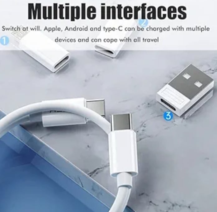Picture of Mini Digital Gadgets Storage Box - 4 in1 Fast Charging Data Cable Storage Set Box - Universal Smart Adapter Combination Set White 