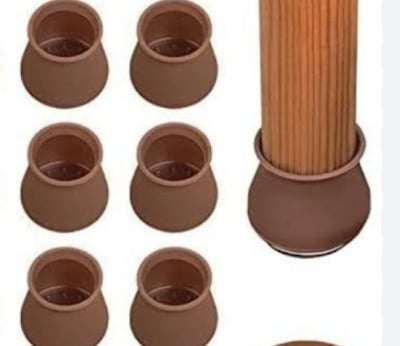 Picture of 4 Pcs Chair Leg Floor Protectors Rubber Chair Leg Caps Furniture Protector to Prevent Scratches, Reduce Noise, Anti-Slip | Furniture Leg Covers for Chair, Stool Table, Brown 