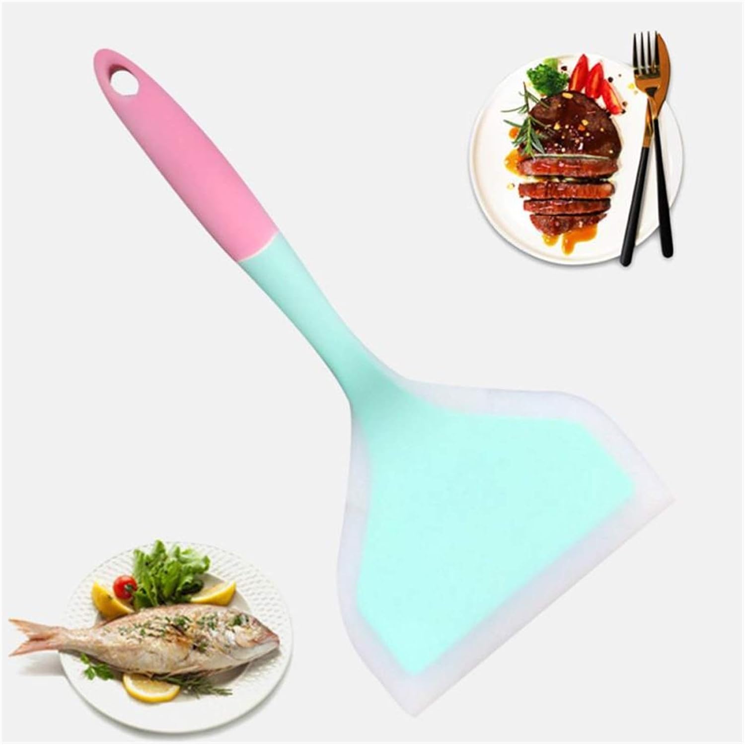 Picture of 1 Pcs Silicone Spatula, Omelette Spatula, Pancake Slice, Wide Shovel, Non stick Non-Slip Grip, Heat Resistant. Food Safe, BPA Free,Perfect for Cooking & Baking. Dishwasher Safe Multicolor 