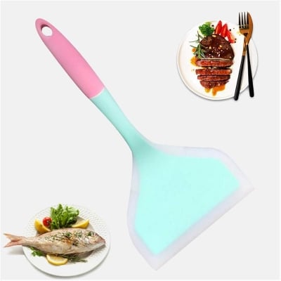Picture of 1 Pcs Silicone Spatula, Omelette Spatula, Pancake Slice, Wide Shovel, Non stick Non-Slip Grip, Heat Resistant. Food Safe, BPA Free,Perfect for Cooking & Baking. Dishwasher Safe Multicolor 