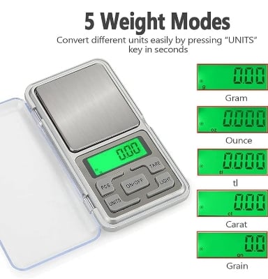 Picture of Digital Display 0.1 Gm to 200 Grams Mini Pocket Weight Scale Measurement Weighing Machine Jewellery Weighing Machine Silver 