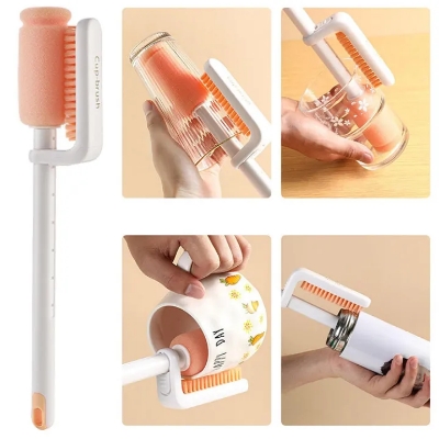 Picture of Creation Plastic Bottle Cup glass mug Cleaning Brush for Cleaning, 360 Degree Rotating Telescopic Cup Brush, Adjust Height for Cleaning Baby Water Bottles Multicolor 