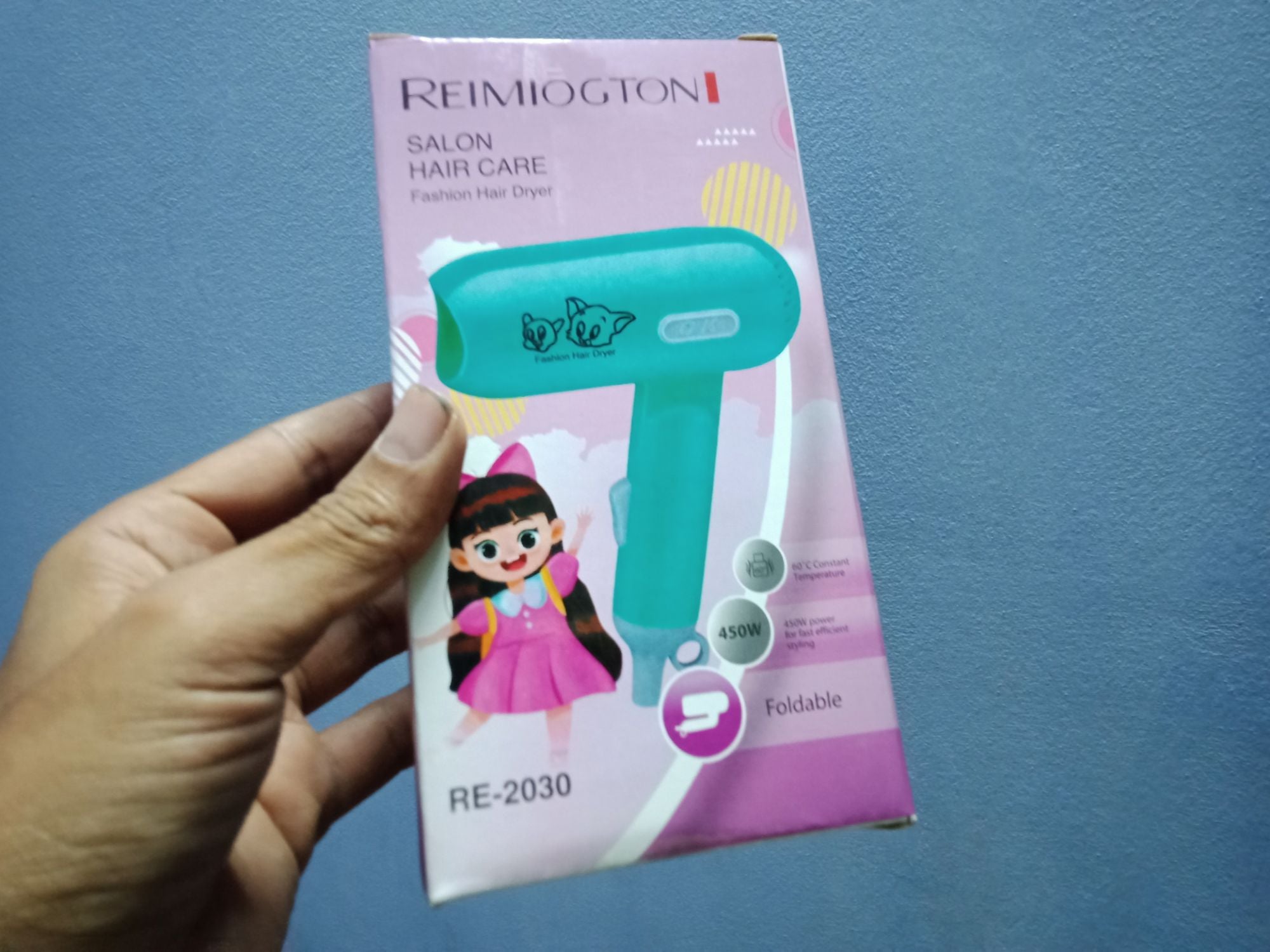 Picture of 1 Pcs Fashion Mini Folding Hair Dryer 450w Low Power Household Travel Dorm Hair Dryer Two-Speed Wind Hair Dryer Salon Modeling Tool Multicolor 