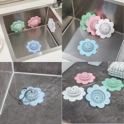 Picture of 2PCS Drain Hair Catcher Shower Drain Covers Durable Silicone Hair Stopper,Bathtub and Shower Drain Protectors for Bathroom Bathtub and Kitchen Multicolor 