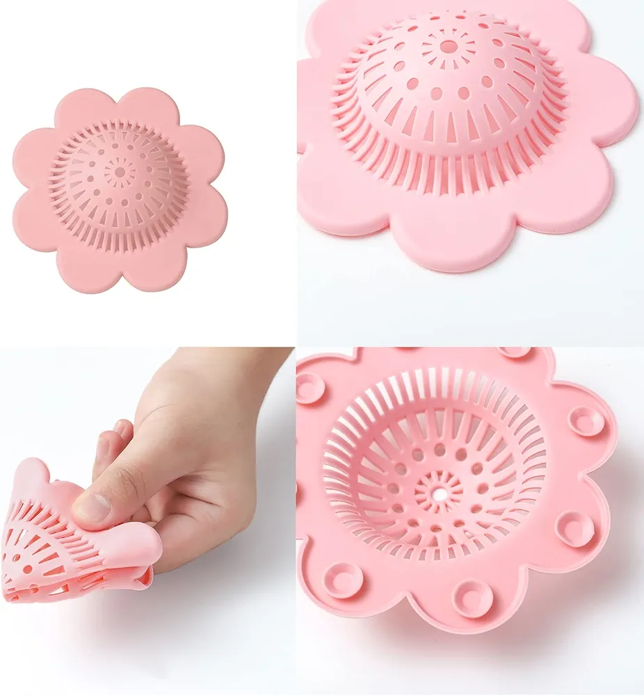 Picture of 2PCS Drain Hair Catcher Shower Drain Covers Durable Silicone Hair Stopper,Bathtub and Shower Drain Protectors for Bathroom Bathtub and Kitchen Multicolor 