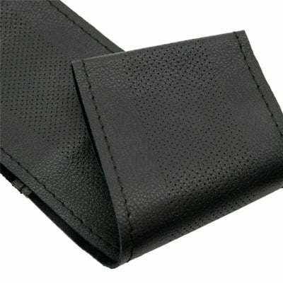 Picture of Black DIY Pu Leather Car Perforated Steering Wheel Cover  
