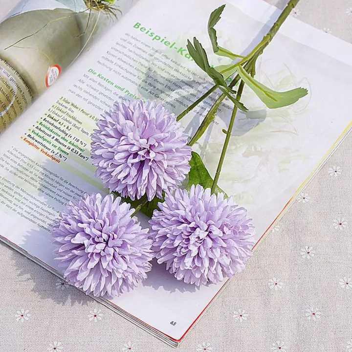 Picture of 6 Pcs Bunch Artificial Flower Bouquet Silk Dandelion multicolor Flower Ball Fake Flowers DIY Home Widding Decoration Multicolor 