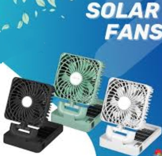 Picture of Solar AC DC Charger Fan Portable folding 2 in 1 Solar+electric rechargeable fan White 