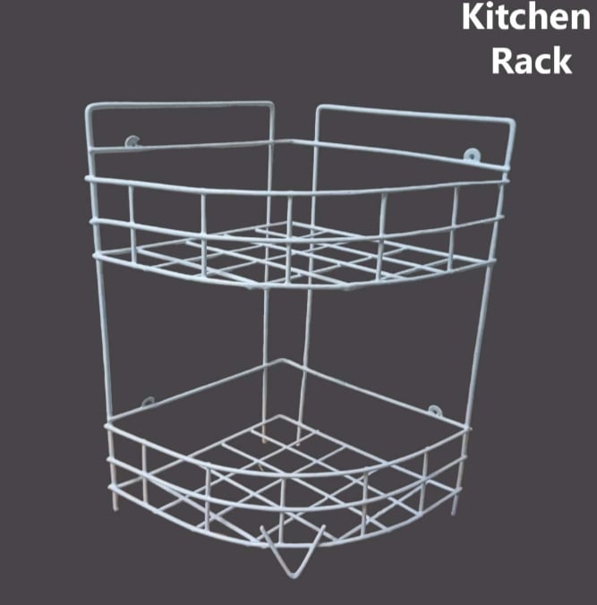 Picture of Wall Mounted Shower Storage Corner Shelf Iron Corner stand Holder Decorative Metal Storage Wall Shelves for Bathroom and Kitchen White 