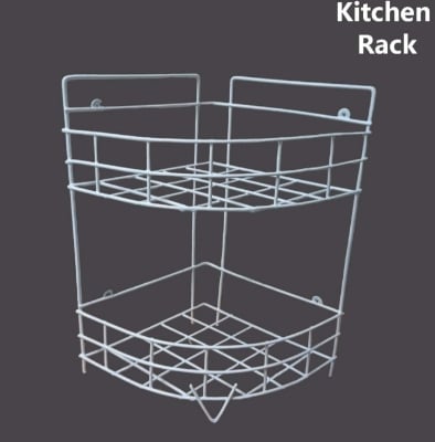 Picture of Wall Mounted Shower Storage Corner Shelf Iron Corner stand Holder Decorative Metal Storage Wall Shelves for Bathroom and Kitchen White 