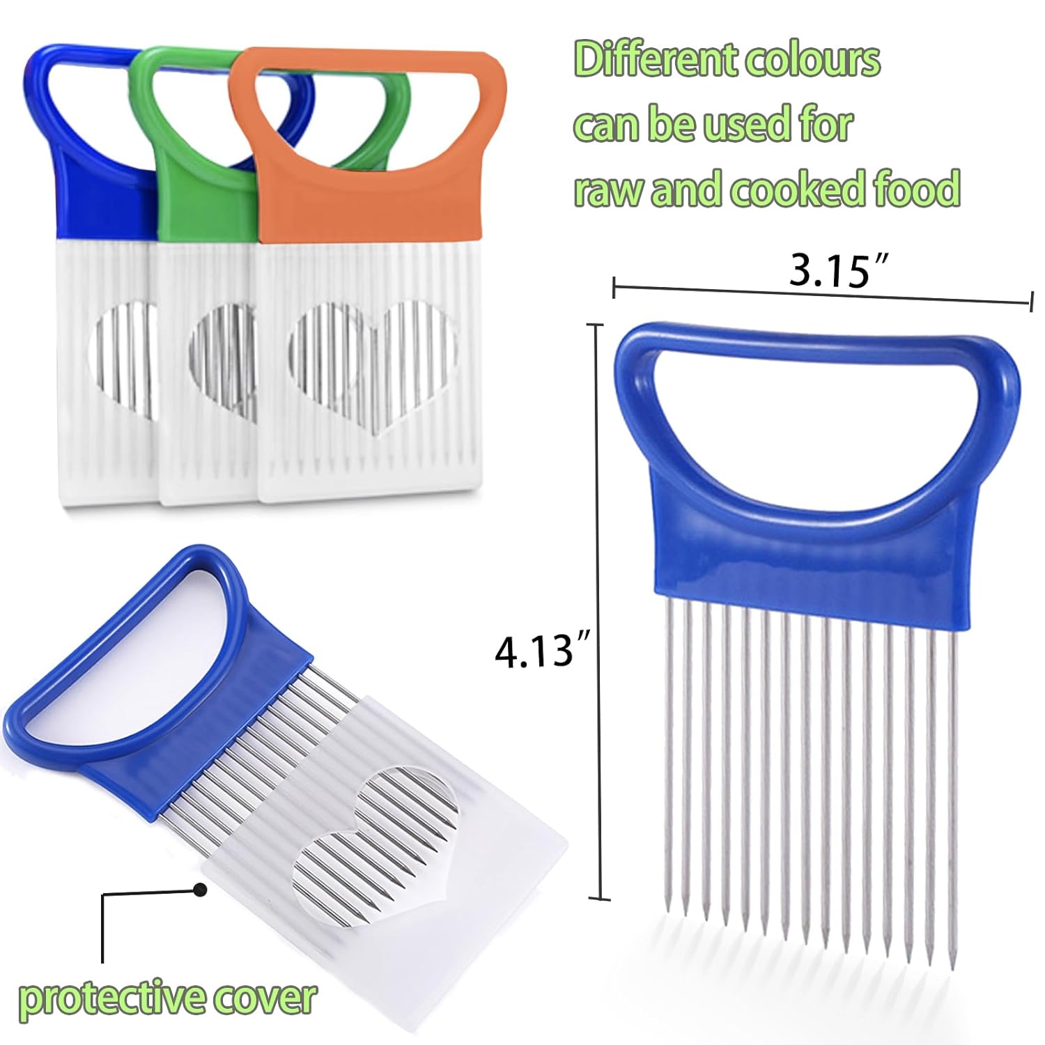 Picture of 1 Pieces Onion Holder for Slicing, Vegetable Tomato Holder Slicer Cutter for Kitchen Worker Safety Cooking Tools,Onion Cutter for Slicing, Potato Lemon Slicer Tomato Slicers Kitchen Comb for Vegetables, Fruit and Meat Multicolor 