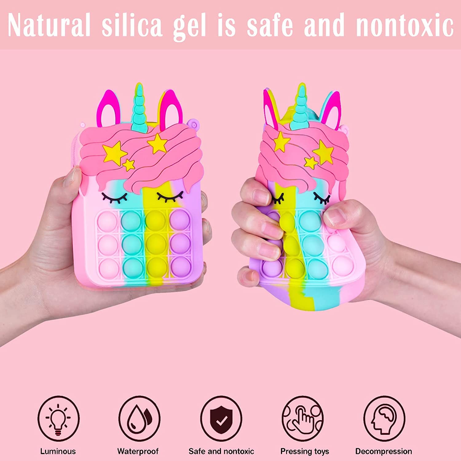 Picture of Party Propz Pop It Bag for Girls - 1Pc Unicorn Bags for Girls | Unicorn Bag | Popit Bag for Kids | Rainbow Purse for Kids | Unicorn Purse Rainbow 