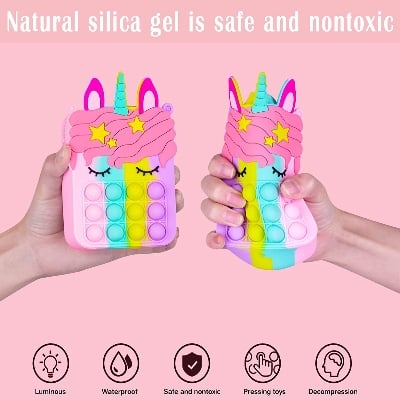 Picture of Party Propz Pop It Bag for Girls - 1Pc Unicorn Bags for Girls | Unicorn Bag | Popit Bag for Kids | Rainbow Purse for Kids | Unicorn Purse Rainbow 