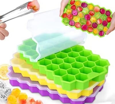 Picture of 1 Pcs Silicone Ice Cube Tray With Lid odourless, non-toxic Ice box Multicolor 
